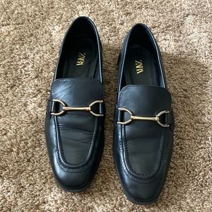 Zara | Black Leather Horsebit Loafers